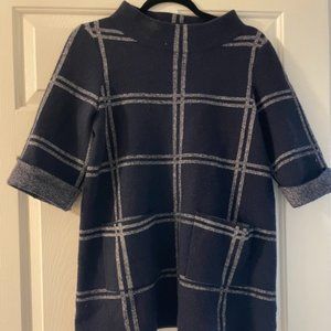 Anthropologie Moth Blue Plaid Wool Sweater